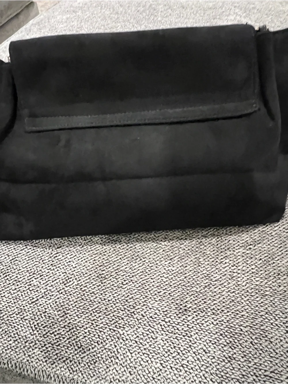 Black Suede Chain-Detail Shoulder Bag